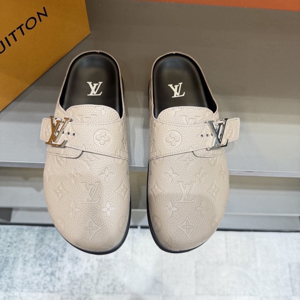 Louis Vuitton Embossed Buckle Slide Sandals