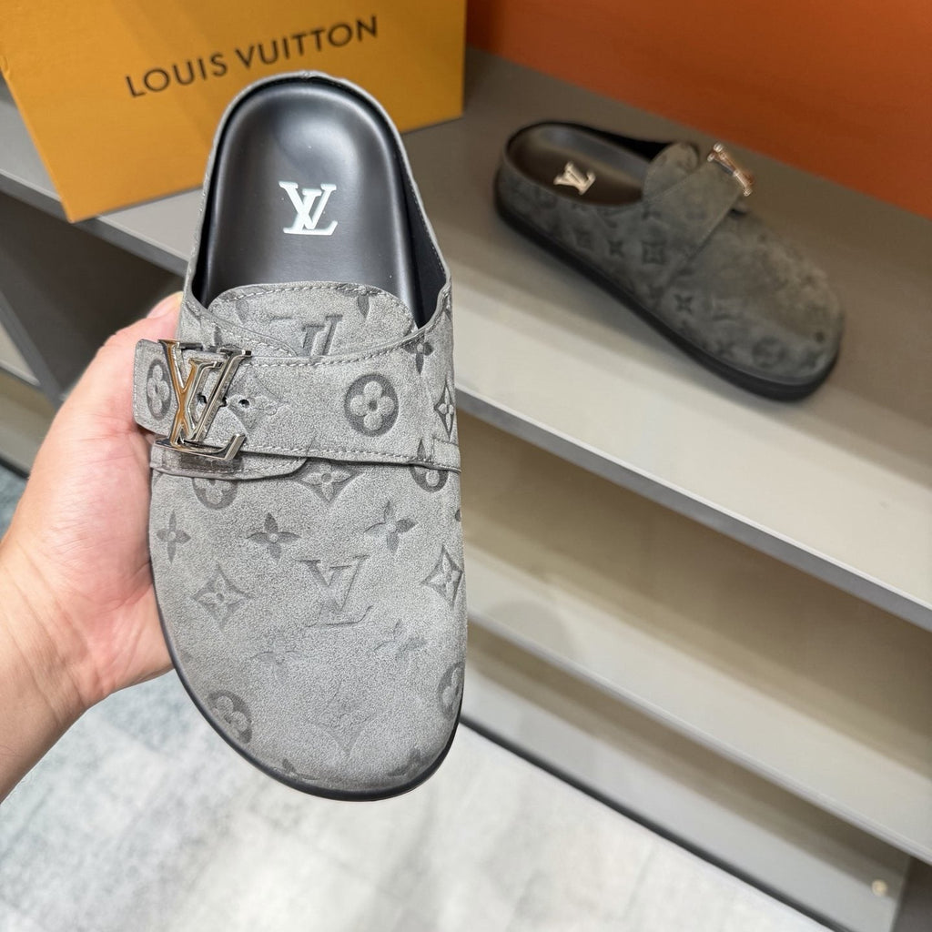 Louis Vuitton Embossed Buckle Slide Sandals