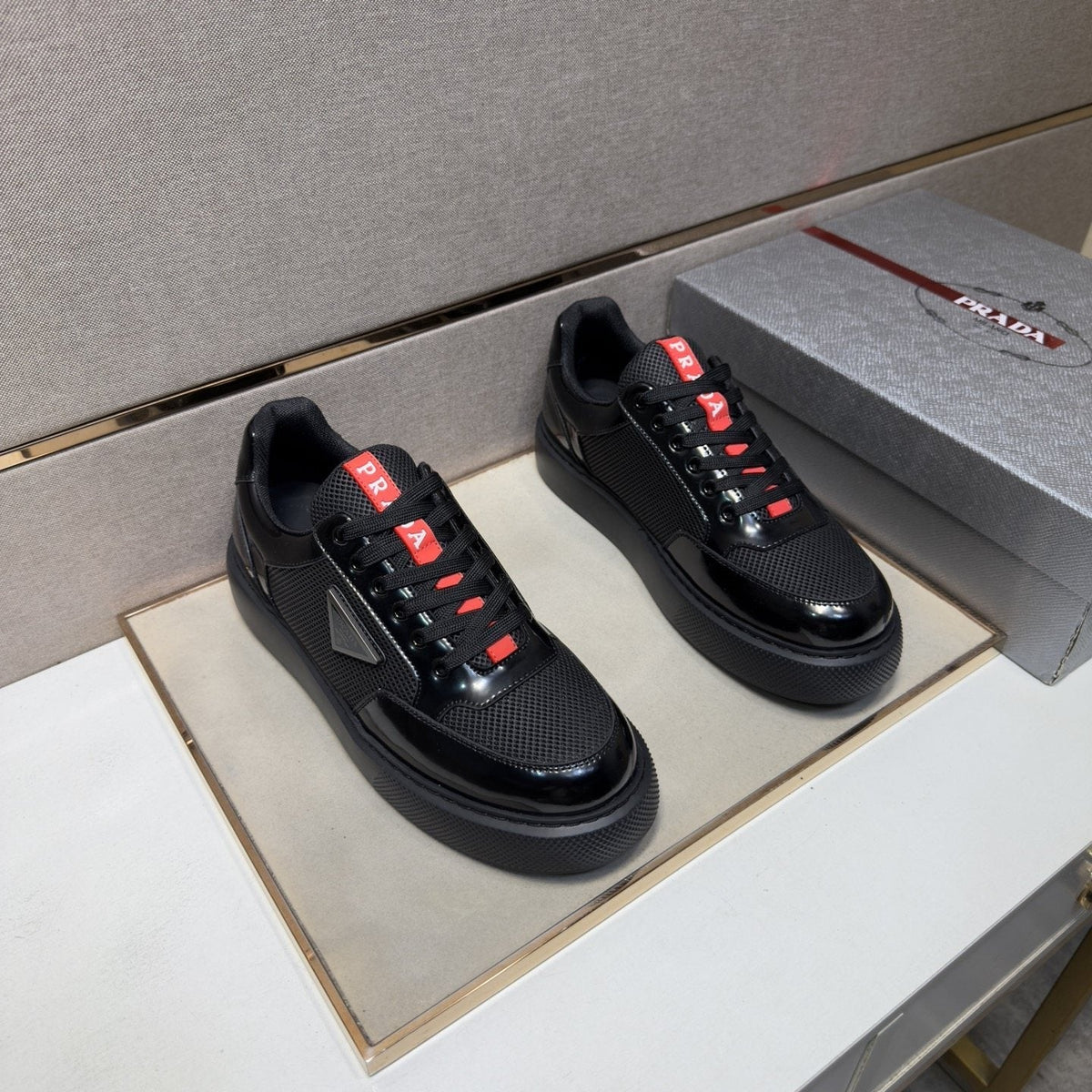 Prada Men's Mesh Panel Low-Top Sneakers