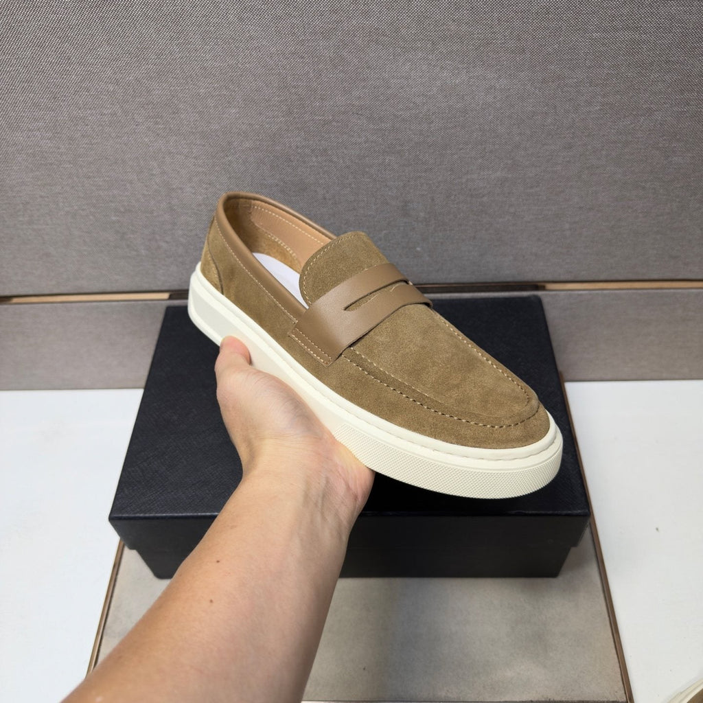 Prada Men's Penny Loafers with White Soles