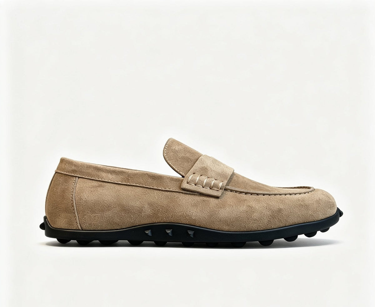 Hermès Textured Studded-Sole Loafers