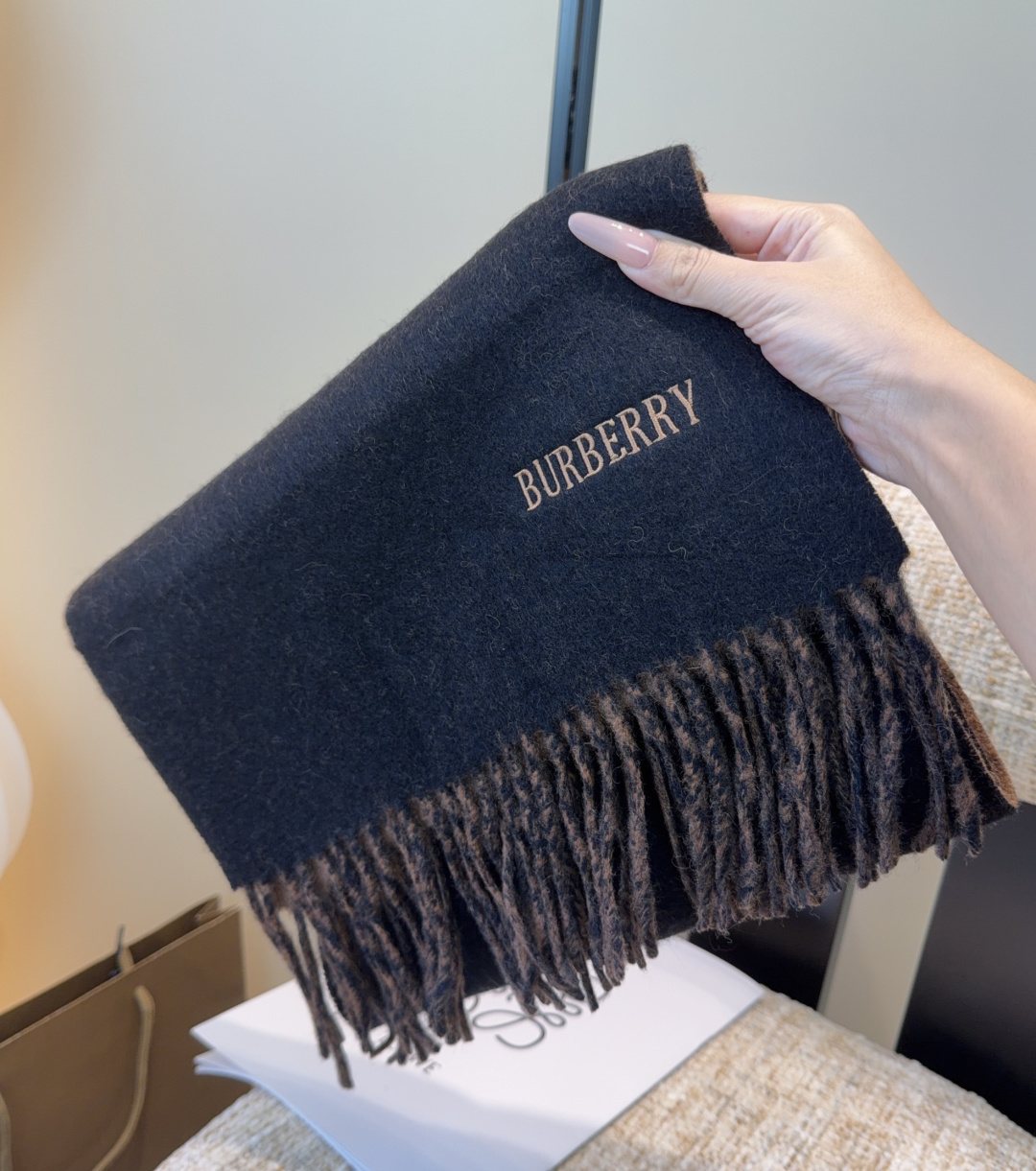Burberry Two-Tone Fringed Scarf