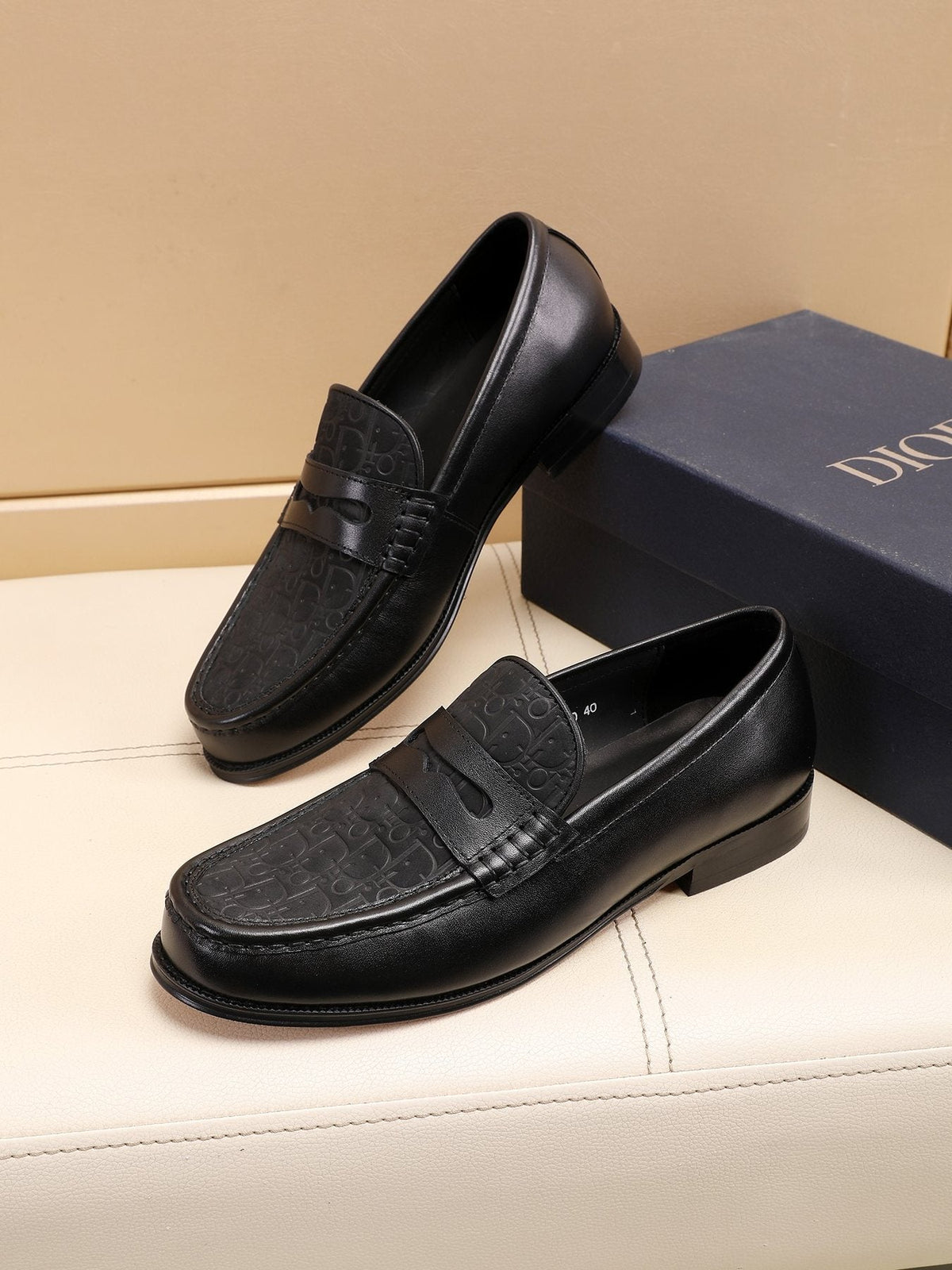Dior Textured Apron-Toe Loafers
