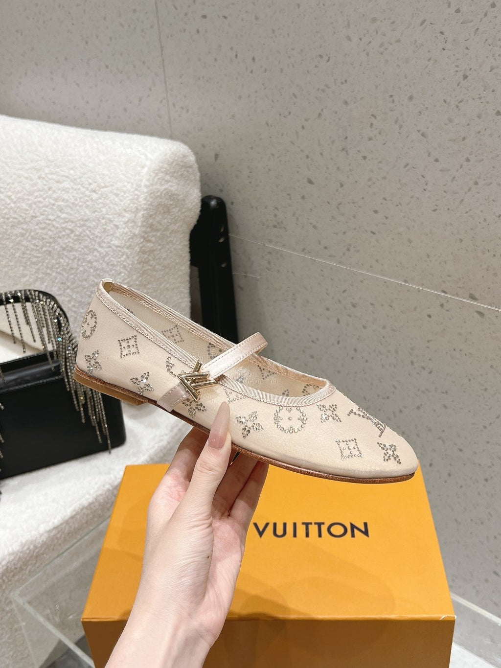 Louis Vuitton Patterned Double-Strap Mary Jane Flats