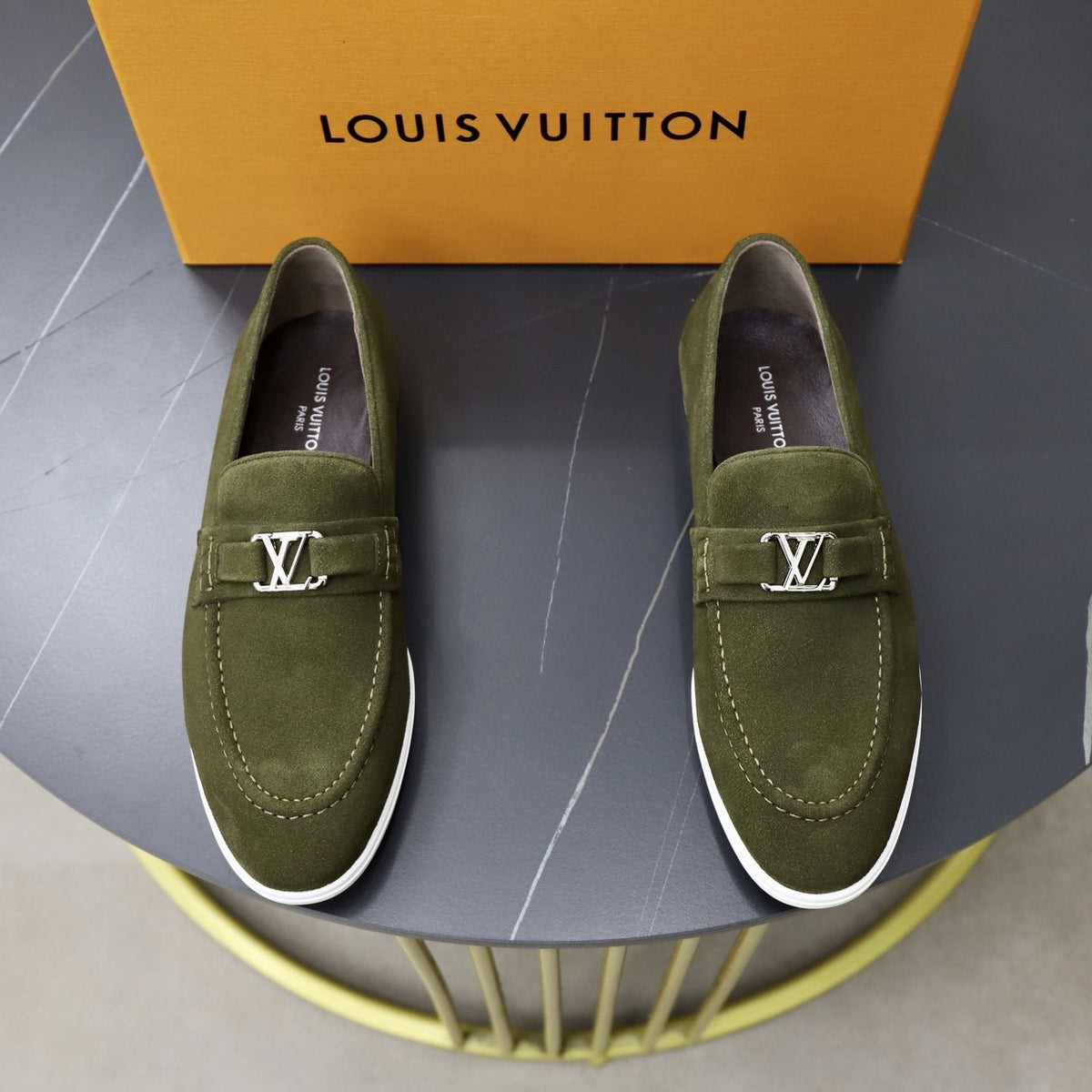 Louis Vuitton Men's Suede-Like Metal Hardware Loafers