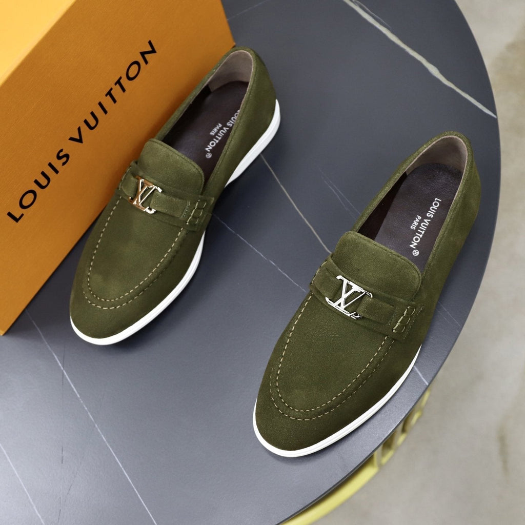 Louis Vuitton Men's Suede-Like Metal Hardware Loafers