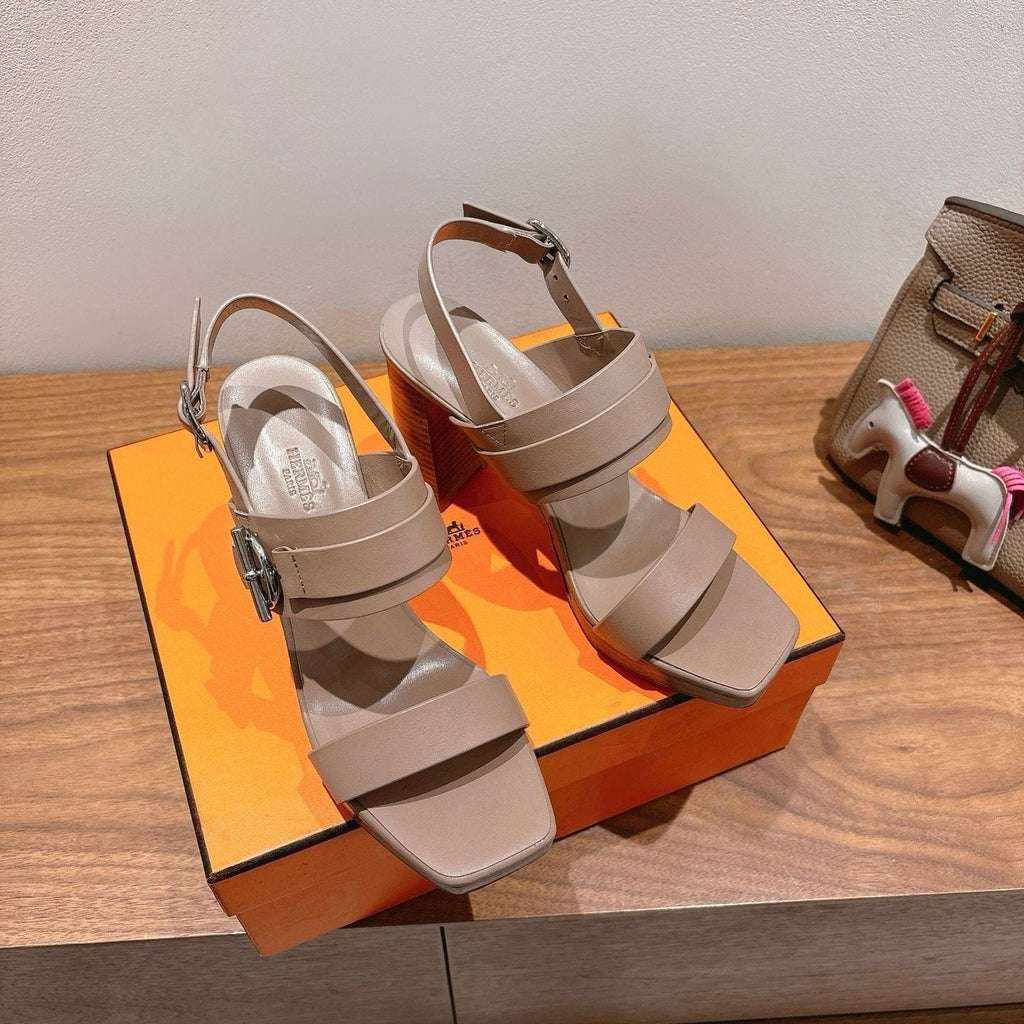 Hermès Women's Square-Toe Block-Heel Sandals