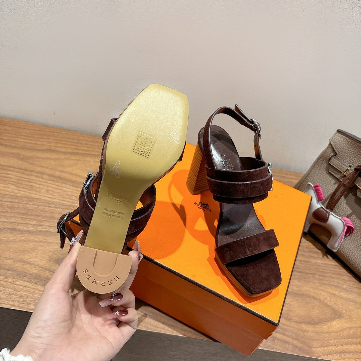 Hermès Women's Square-Toe Block-Heel Sandals