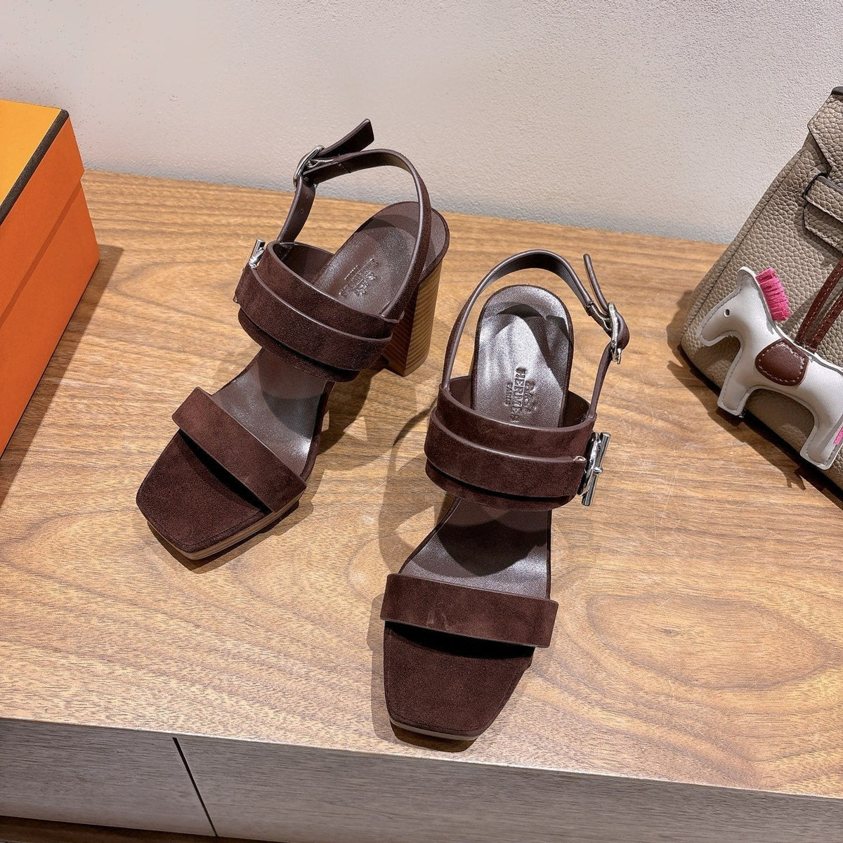 Hermès Women's Square-Toe Block-Heel Sandals