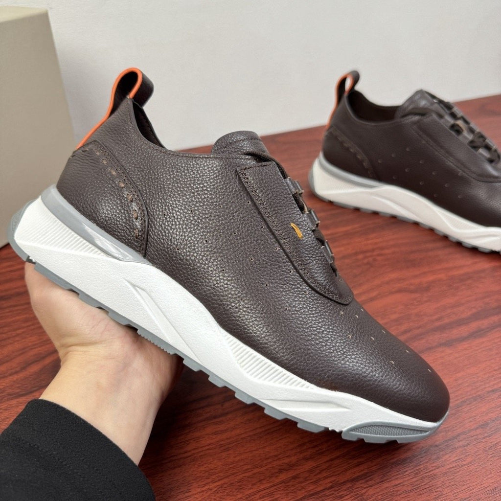 Santoni Men's Perforated Leather Low-Top Sneakers