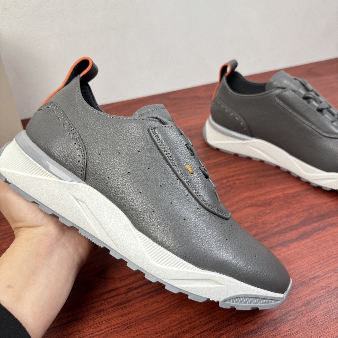 Santoni Men's Perforated Leather Low-Top Sneakers