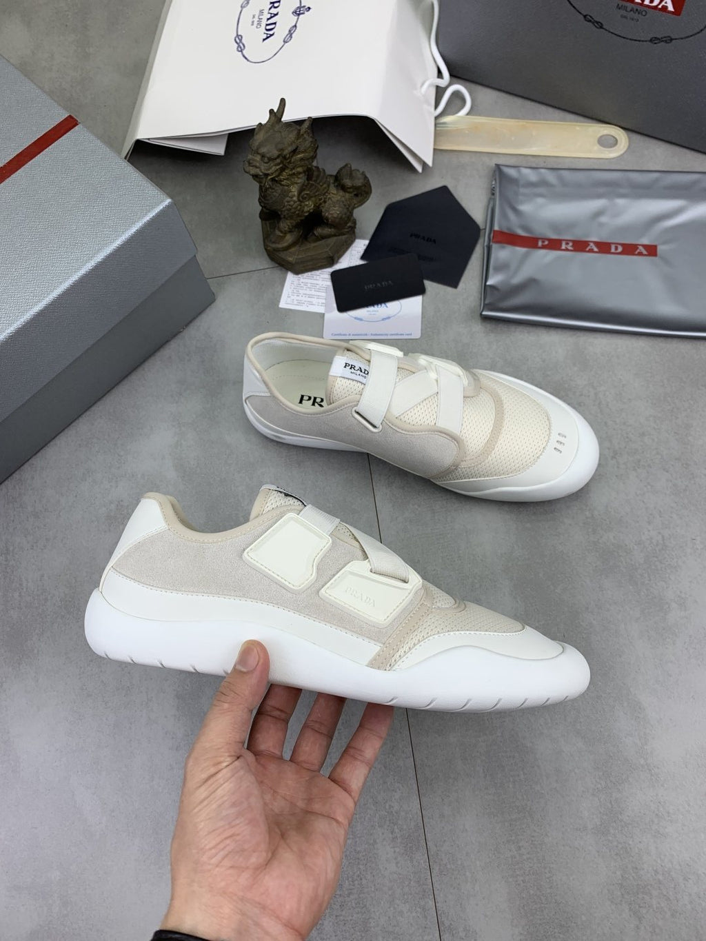 Prada Cross-Strap Low-Top Sneakers