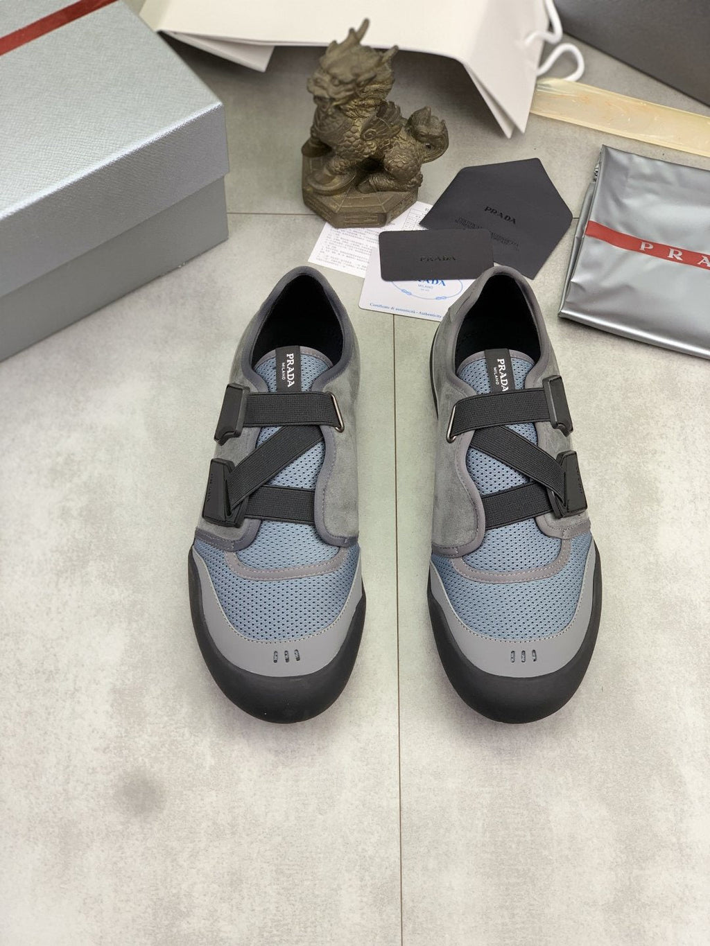 Prada Cross-Strap Low-Top Sneakers