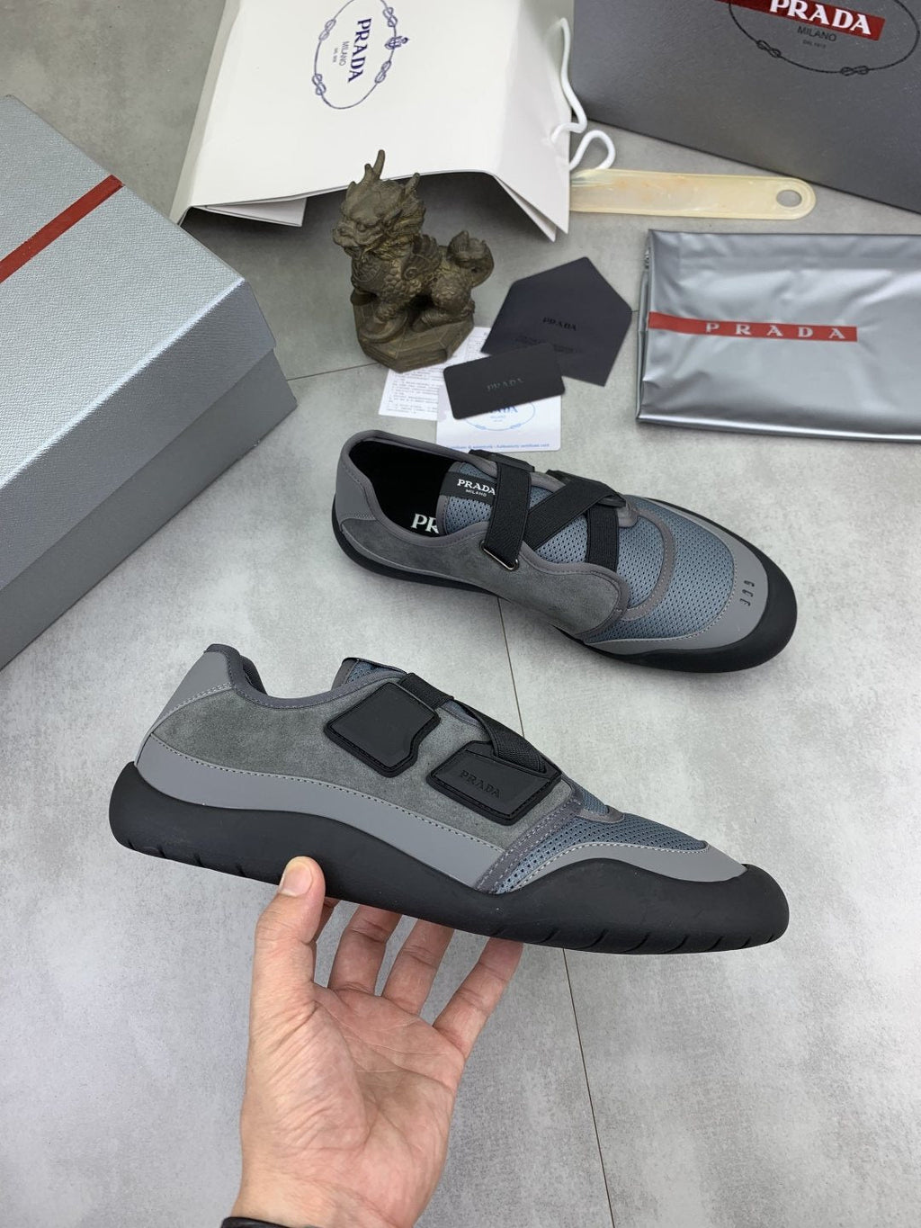 Prada Cross-Strap Low-Top Sneakers