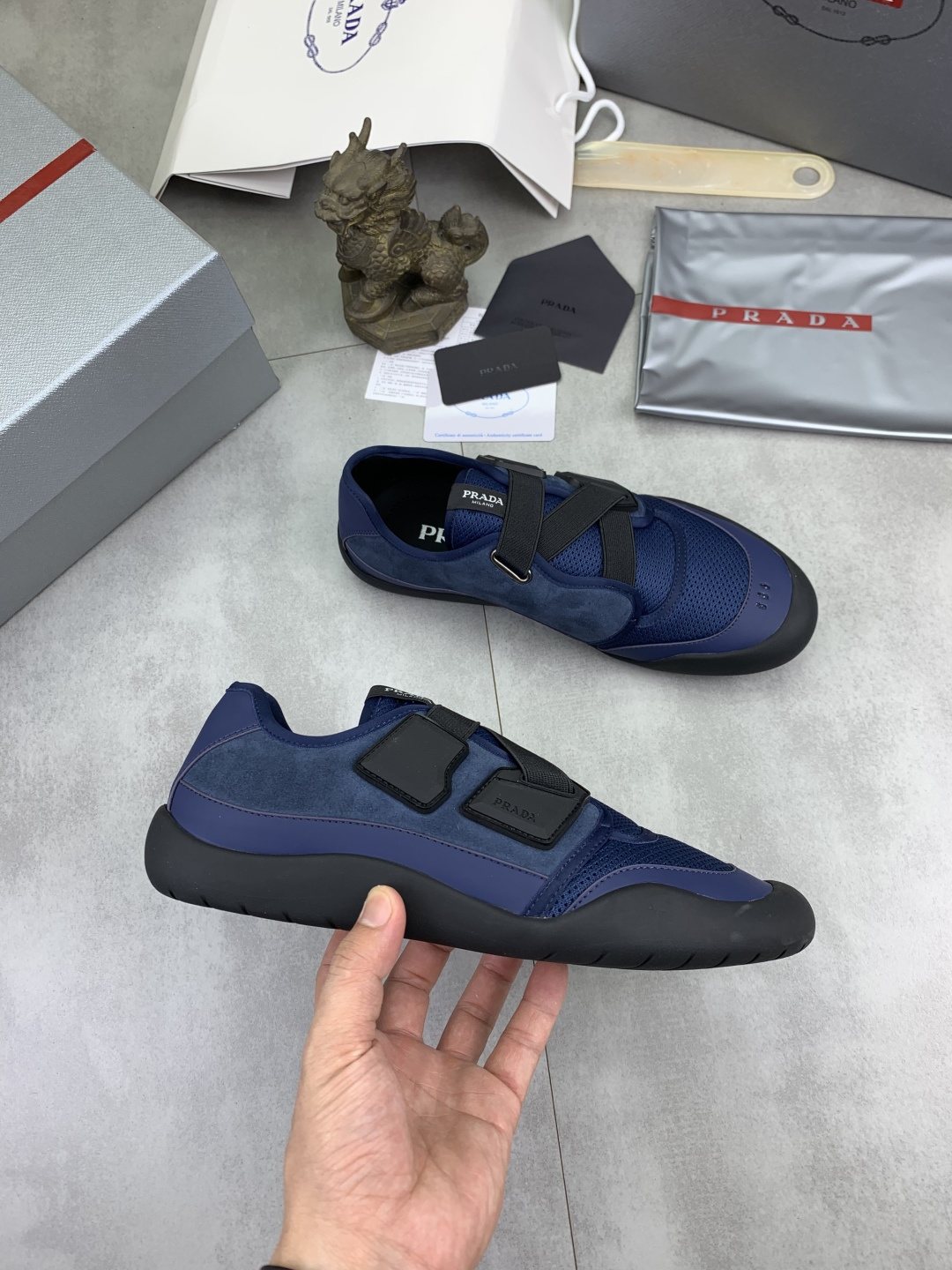 Prada Cross-Strap Low-Top Sneakers