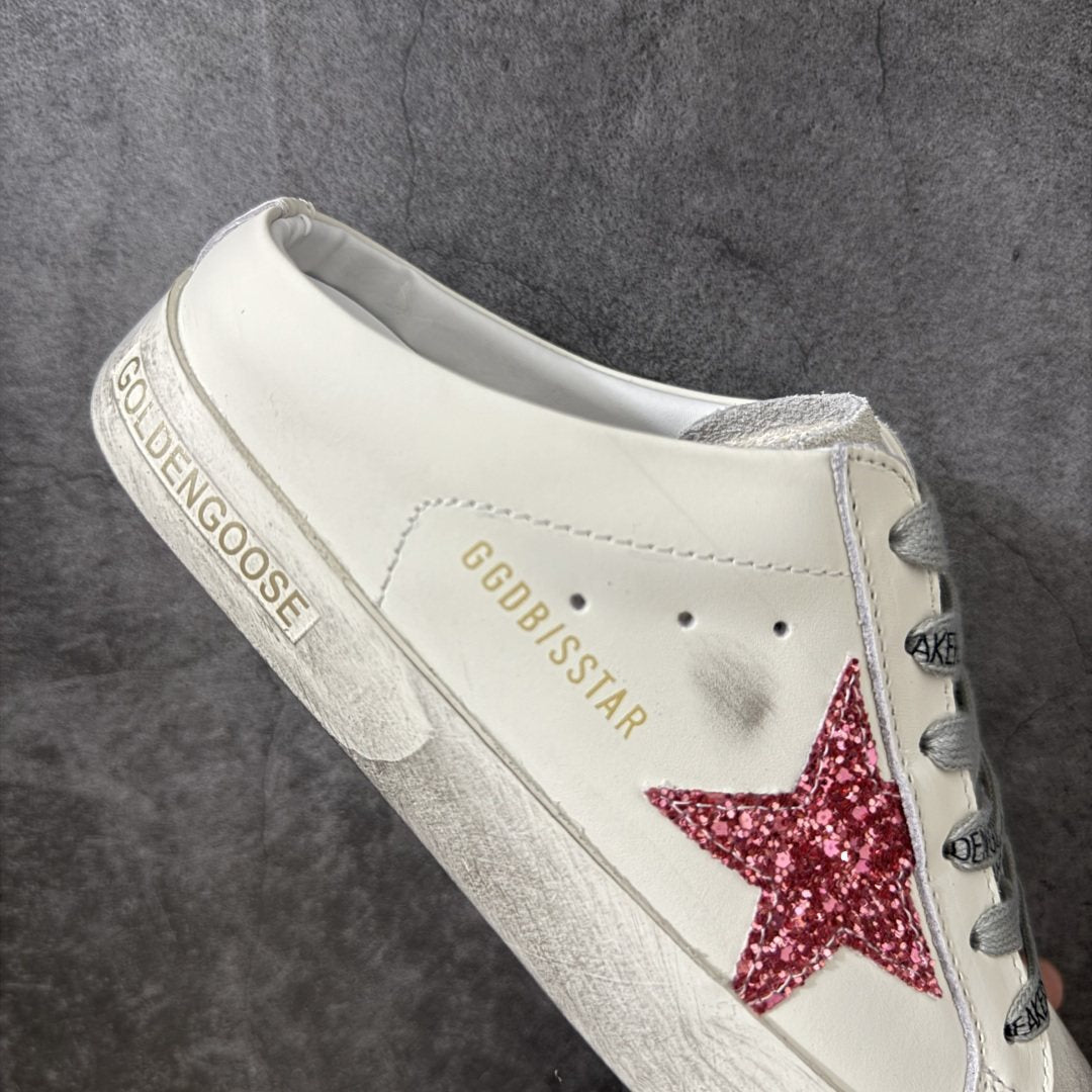 Golden Goose Pink Glitter Star Low-Top Sneakers