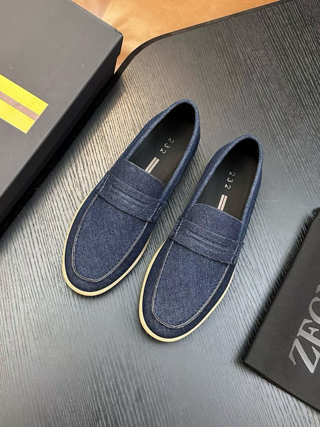 Zegna Textured Leather Strap Loafers