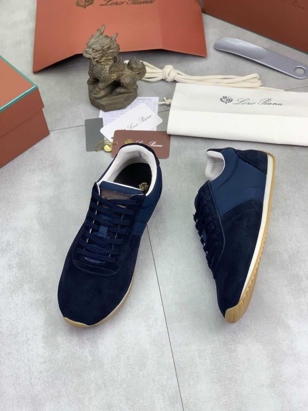 Loro Piana Contrast-Collar Low-Top Sneakers