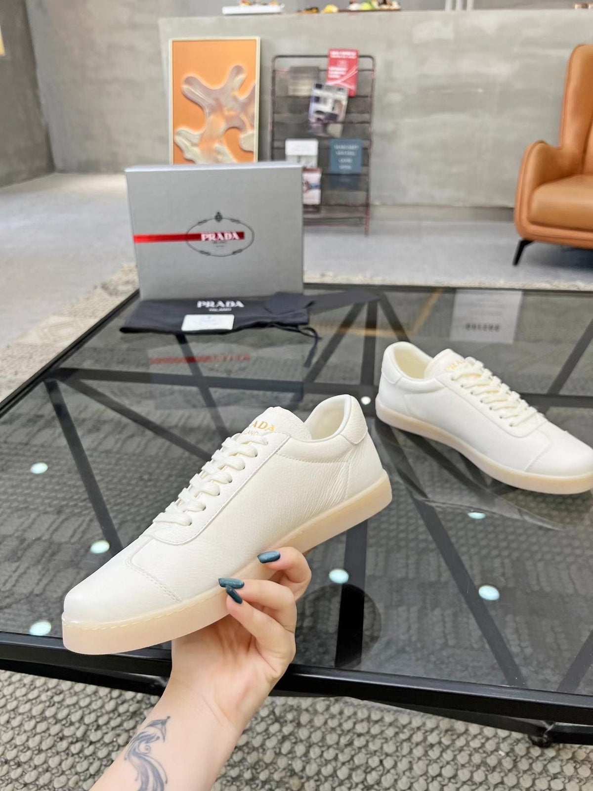 Prada Men's Gold Accent Low-Top Sneakers