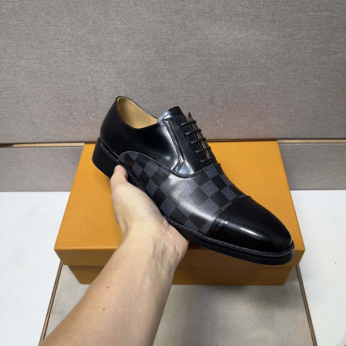 Louis Vuitton Check-Panel Lace-Up Dress Shoes