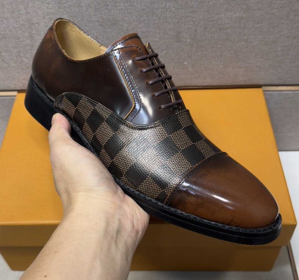 Louis Vuitton Check-Panel Lace-Up Dress Shoes
