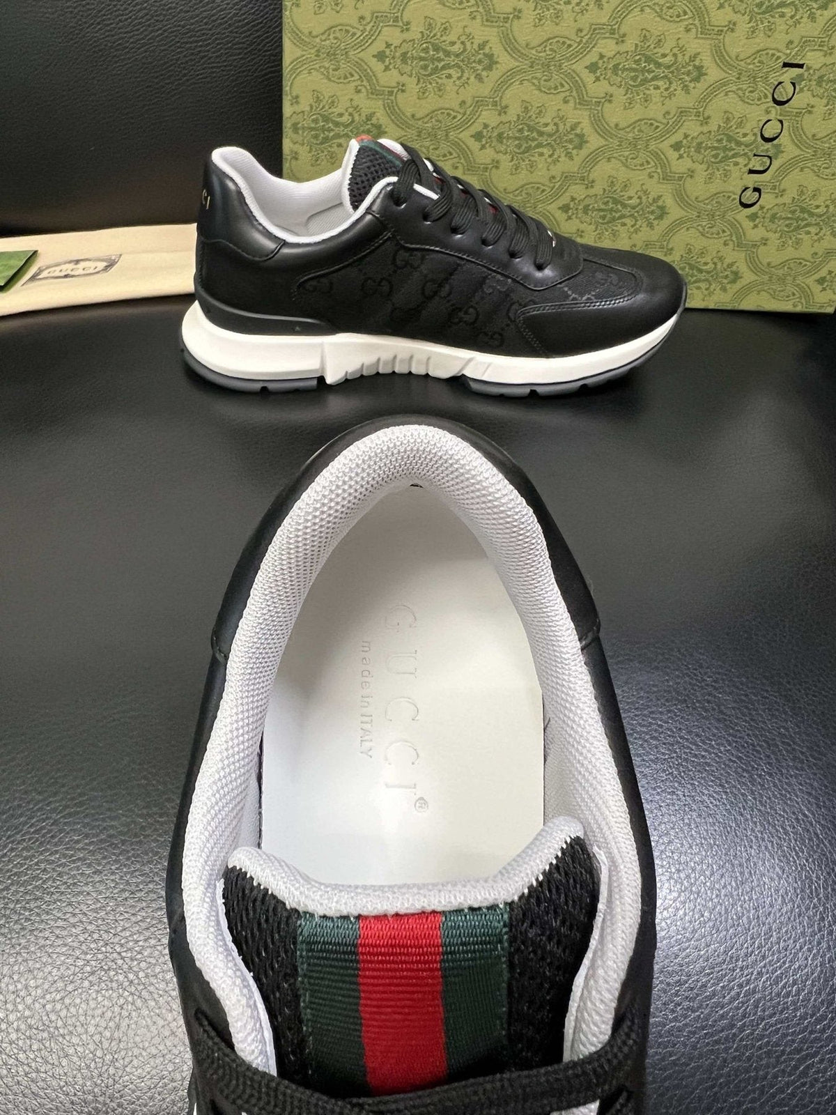 Gucci Men's Monogram Panel Low-Top Sneakers - Contrast Trim