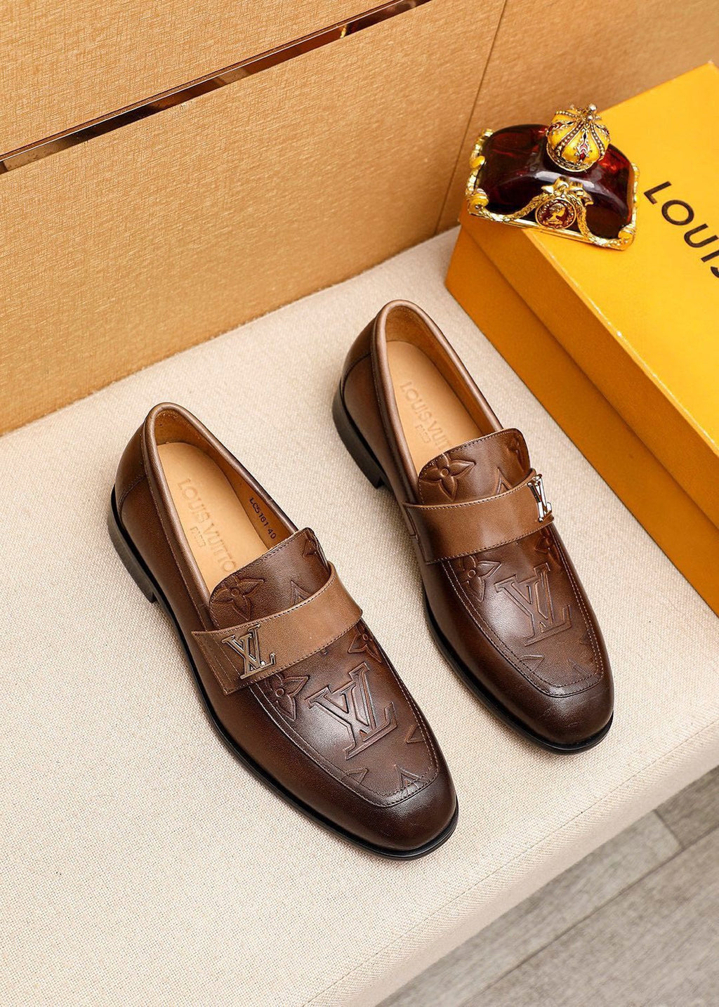 Louis Vuitton Men's Embossed Leather Loafers