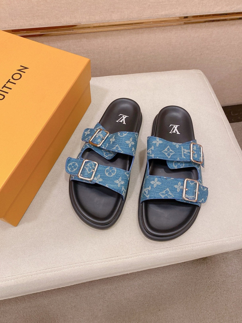 Louis Vuitton Men's Double-Buckle Slide Sandals