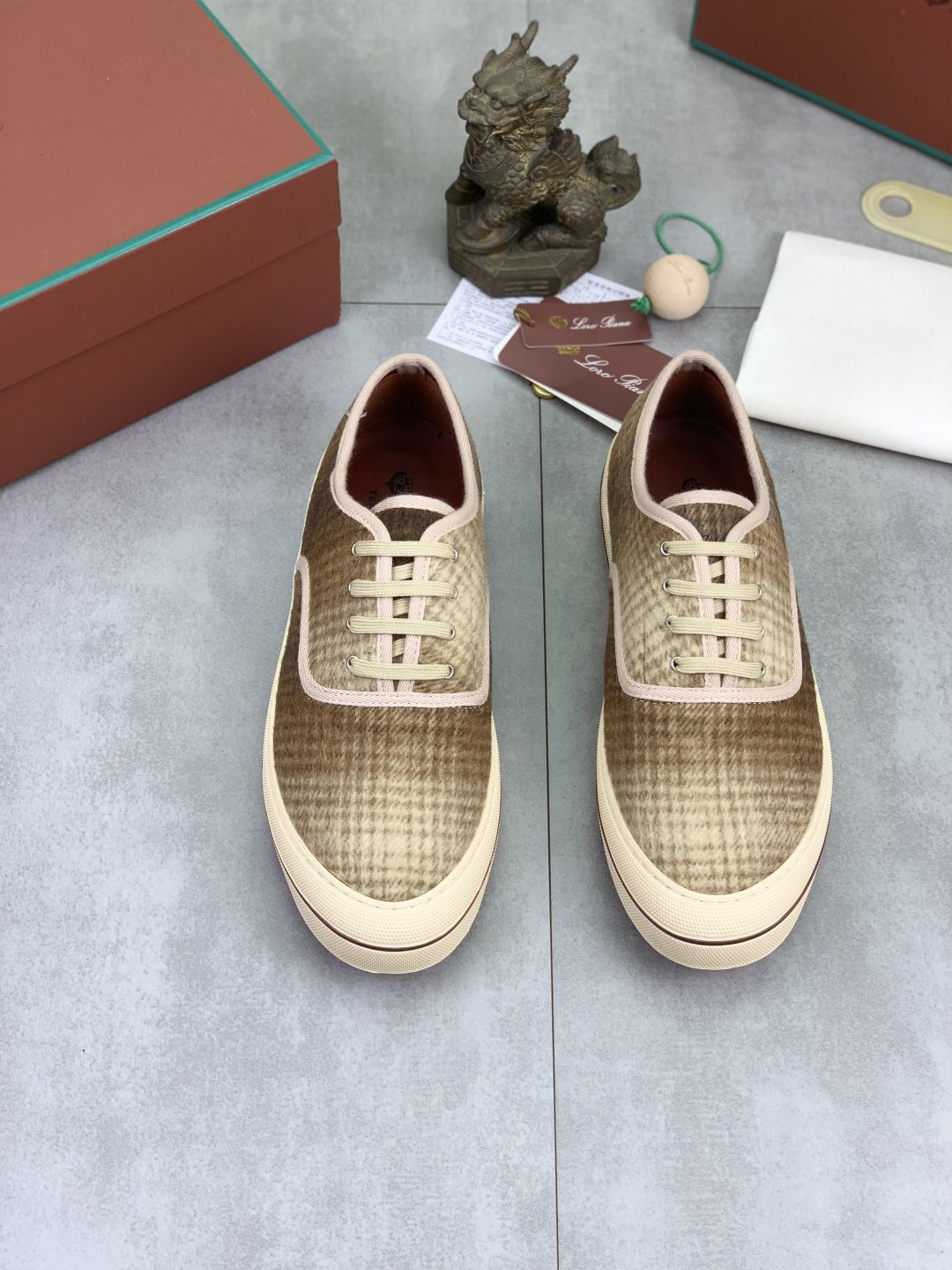 Loro Piana Plaid Lace-Up Casual Shoes