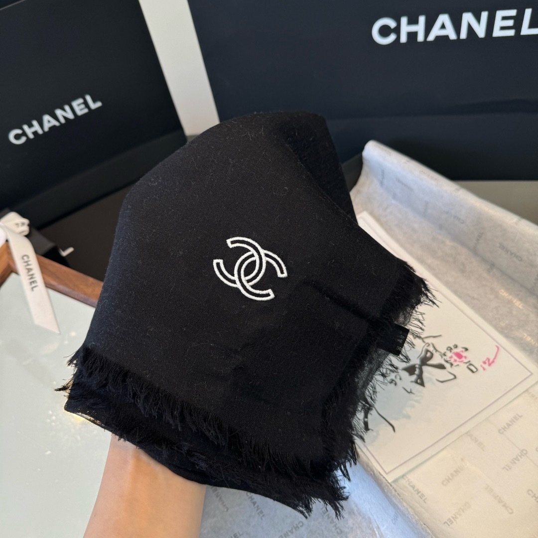 Chanel Fringe-Trim Cashmere Scarf