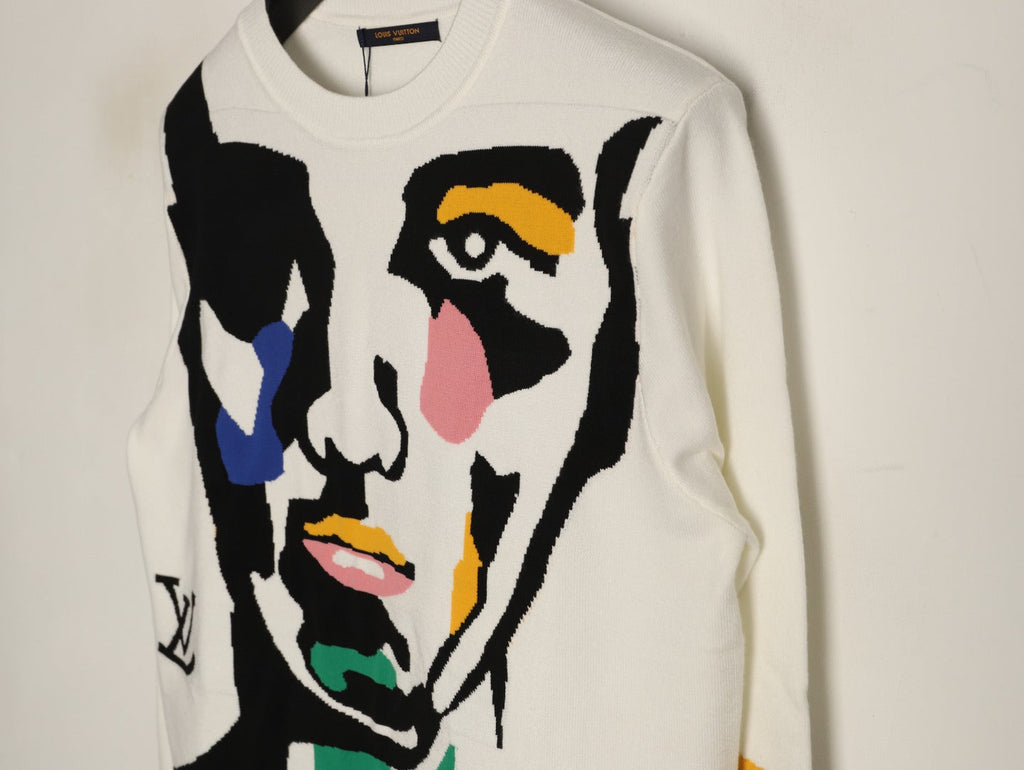 Louis Vuitton Portrait-Graphic Crewneck Sweater - Cream