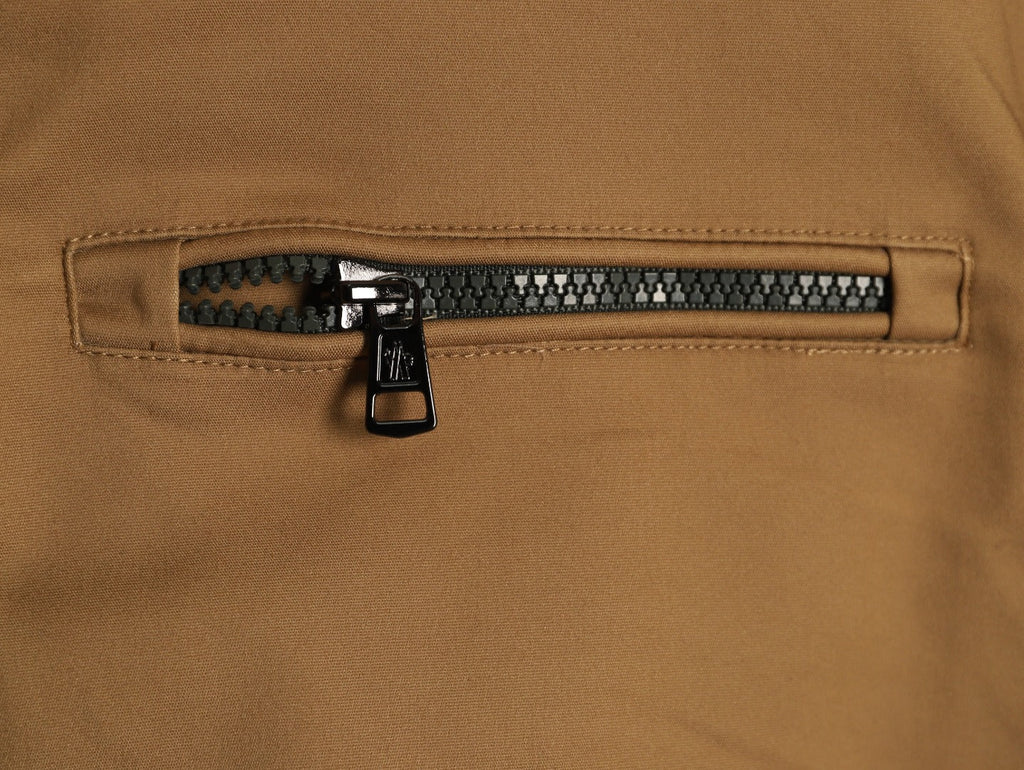 Moncler Contrast-Stripe Chest-Zip Jacket - Camel